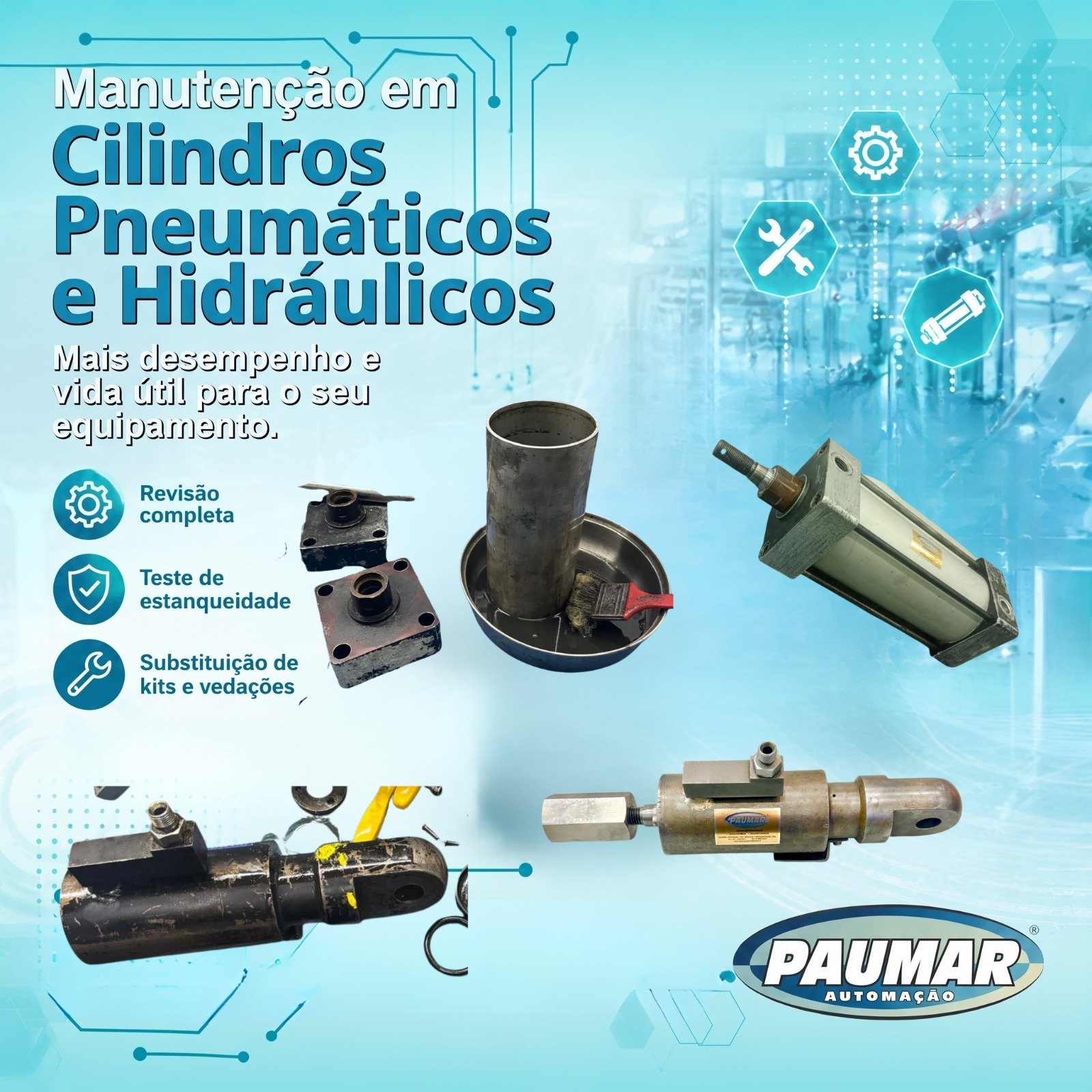 Manutenção em cilindros pneumáticos e hidráulicos - Paumar Automação